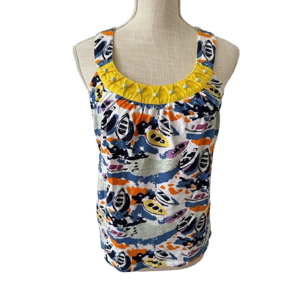 Boden Multicolor Sleeveless Boat Print Tank Size 2